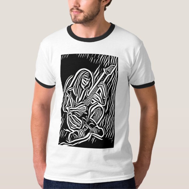 Camiseta Abstrato guitarrista Musical de Arte Original (Frente)