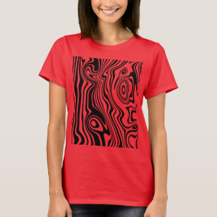 Camiseta Abstrato - Linhas Pretas e Vermelhas Adormecidas -