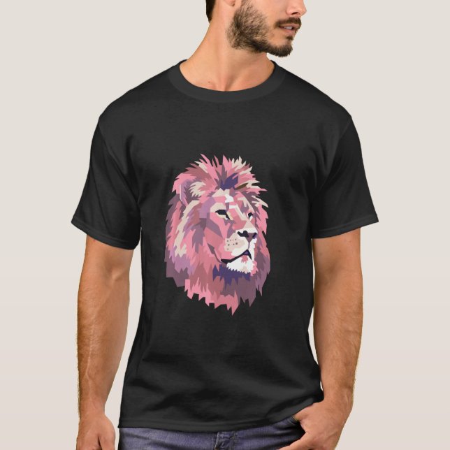 Camiseta Abstrato Lion Face T Shirt Zoo Animal Zoo Keeper T (Frente)