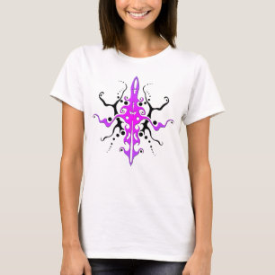 Camiseta Abstrato Máscara Tribal Tattoo Design - rosa