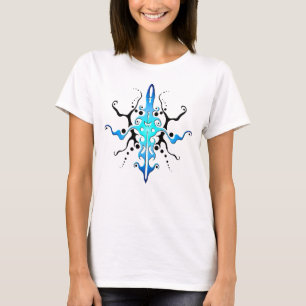 Camiseta Abstrato Mask Tribal Tattoo Design - azul