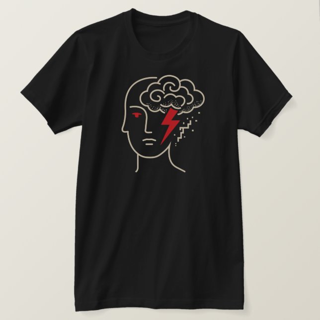Camiseta Abstrato Mindstorm - Arte da Cabeça Minimalista (Frente do Design)