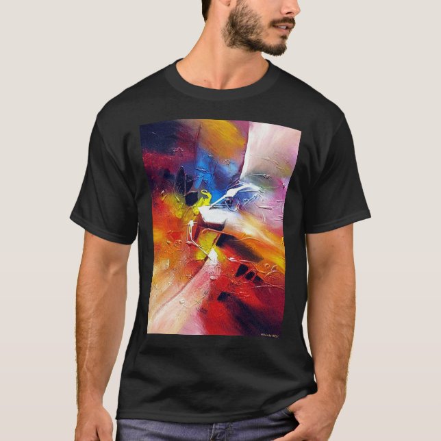 Camiseta Abstrato moderna pintura a preto Modelo (Frente)