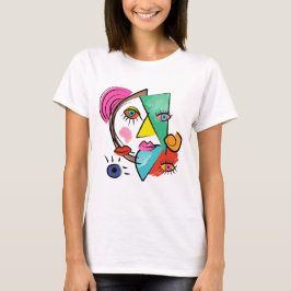 Camiseta Abstrato moderno Artsy Female Faces
