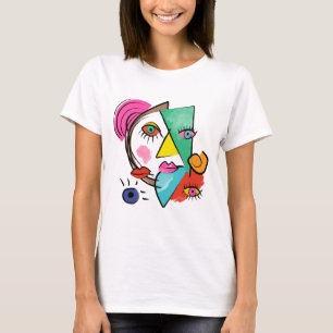 Camiseta Abstrato moderno Artsy Female Faces
