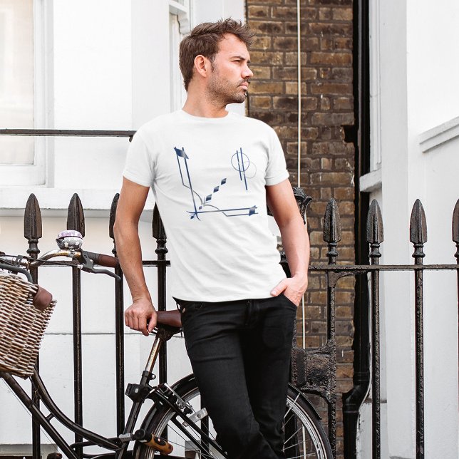 Camiseta Abstrato Moderno Elegante de marinhos e Cinzas (Criador carregado)