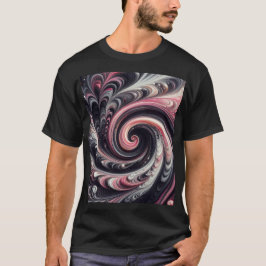 Camiseta Abstrato moderno girando rosa, preto e branco