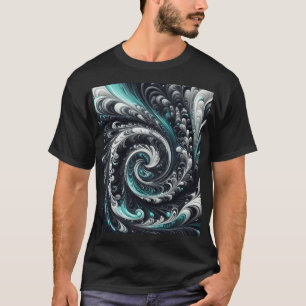Camiseta Abstrato moderno girando verde, prata e preto