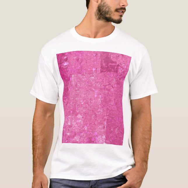 Camiseta Abstrato Mosaico cor-de-rosa brilhante (Frente)
