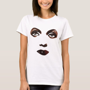 Camiseta Abstrato mulheres enfrentam Lábios de olhos e maqu