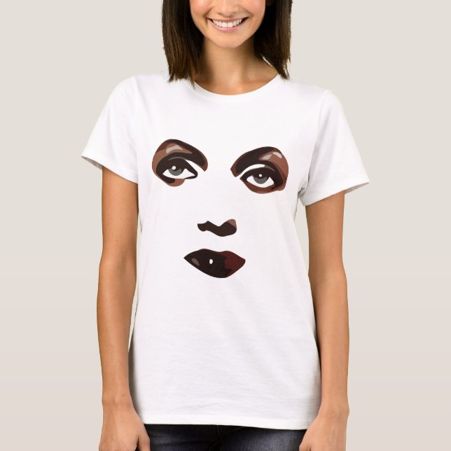 Camiseta Abstrato mulheres enfrentam Lábios de olhos e maqu (Frente)
