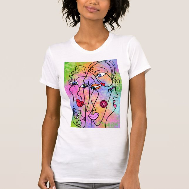 Camiseta Abstrato Mulheres Enfrentam T-Shirt (Frente)