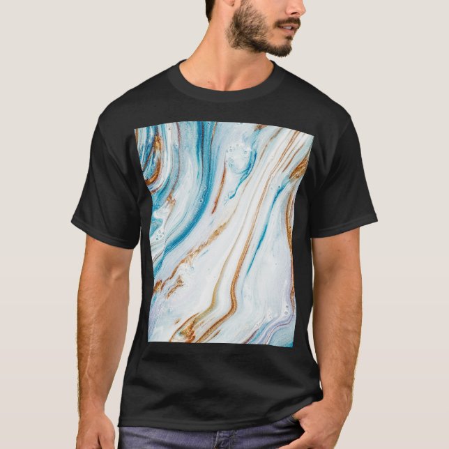 Camiseta Abstrato Ocean Luxury Marble Swirls (Frente)