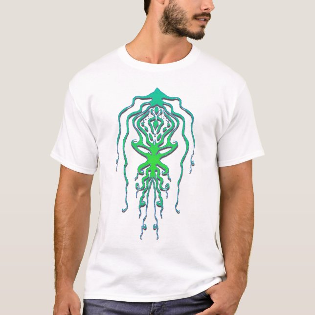 Camiseta Abstrato Octopus - Design de Tatuagem de Lula Trib (Frente)