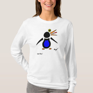 Camiseta Abstrato Penguin Mulher-T-Shirt de Capa Longa