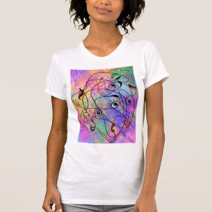 Camiseta Abstrato Pessoas Face Moods - Desenho De Estilo De