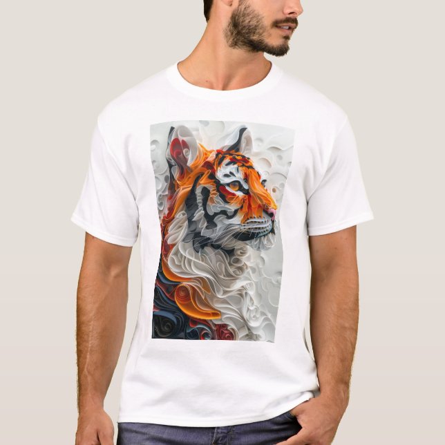 Camiseta Abstrato Picasso Estilo Tiger 3D Gráfico T-Shirt (Frente)