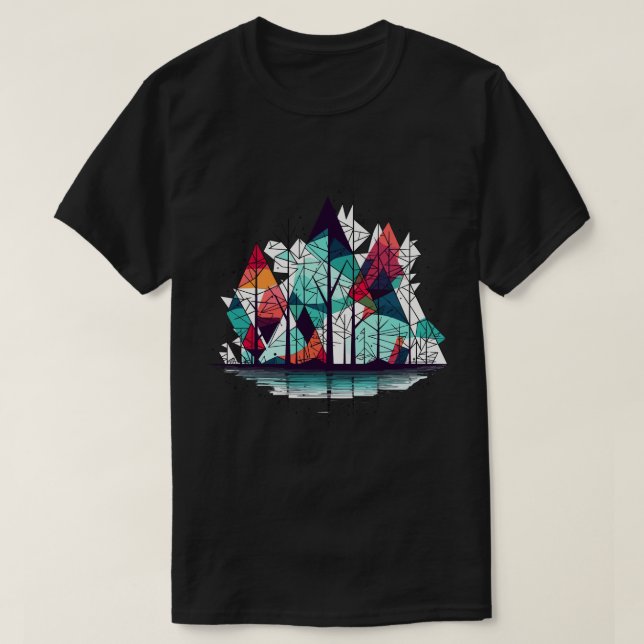 Camiseta Abstrato Pine Árvores (Frente do Design)