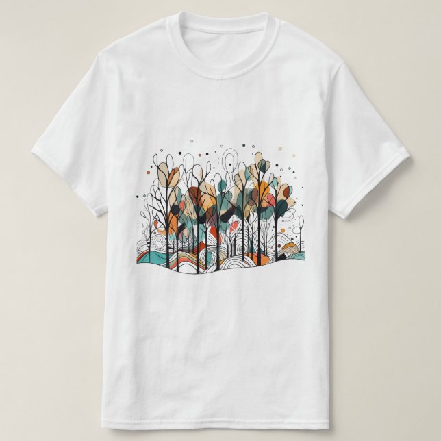 Camiseta Abstrato Pine Árvores (Frente do Design)