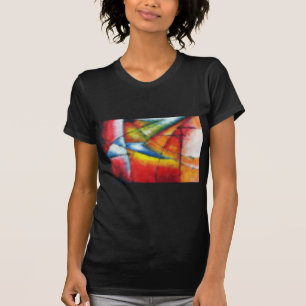 Camiseta abstrato pintando vermelho amarelo azul