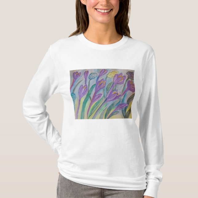 Camiseta Abstrato Primavera Crocus (Frente)