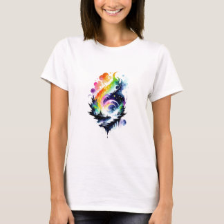 Camiseta Abstrato Rainbow Watercolor Fantasy Landscape