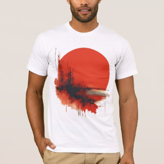 Camiseta Abstrato Red Sun com Splatter E geométrico e tinta