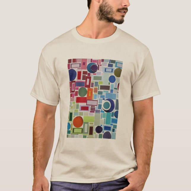 Camiseta abstrato retro da colagem do mosaico do disco dos (Frente)
