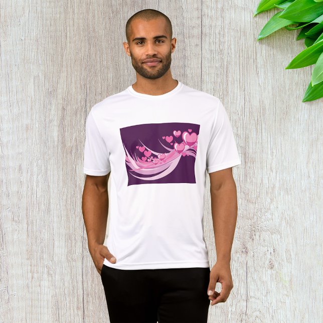 Camiseta Abstrato Romântico Corações Rosa Design em Roxo (Criador carregado)