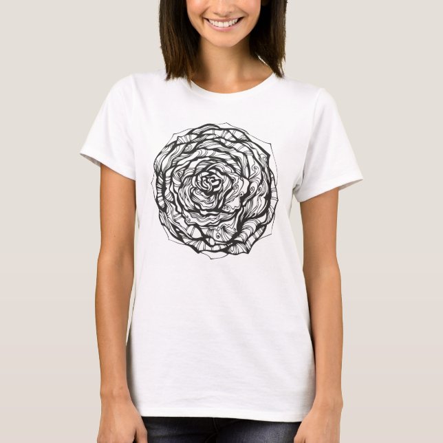 Camiseta Abstrato Rosa Ornamental (Frente)