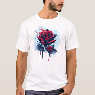Camiseta Abstrato Rosa vermelha com Colírio Sangrento
