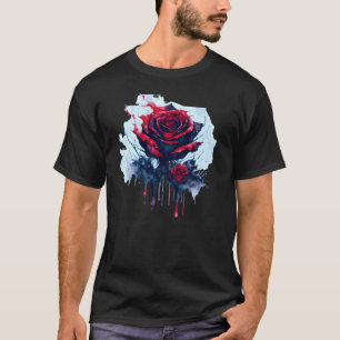 Camiseta Abstrato Rosa vermelha com Colírio Sangrento
