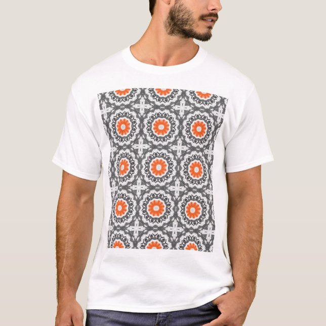 Camiseta Abstrato Silver: Design geométrico sem costura. (Frente)