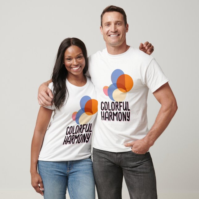 Camiseta Abstrato Sobrepondo Círculos de Cores (Unissex)