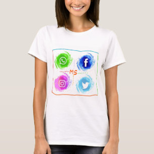 Camiseta abstrato-social-mídia-aquarela-ícones-set_1055-4