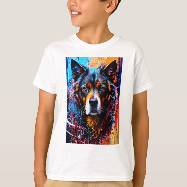 Camiseta Abstrato splash color dog (Frente)