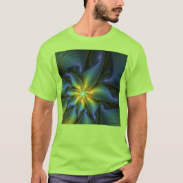 Camiseta Abstrato Star, Ouro Verde brilhante Arte Fractal