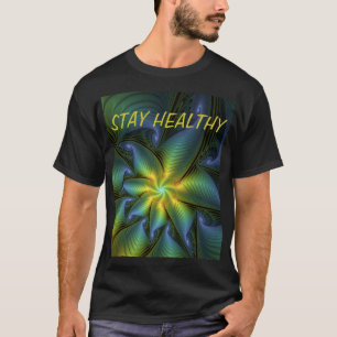 Camiseta Abstrato Star, Ouro Verde brilhante Arte Fractal