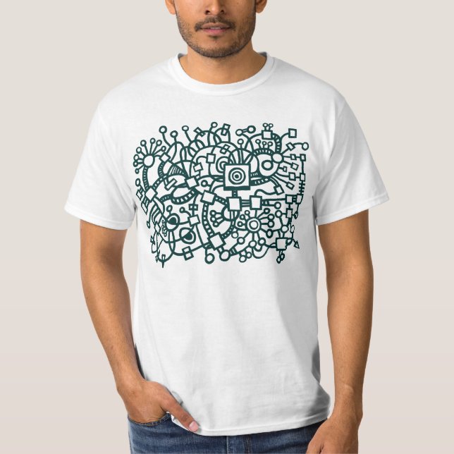 Camiseta Abstrato Structure - Verde escuro no escuro (Frente)