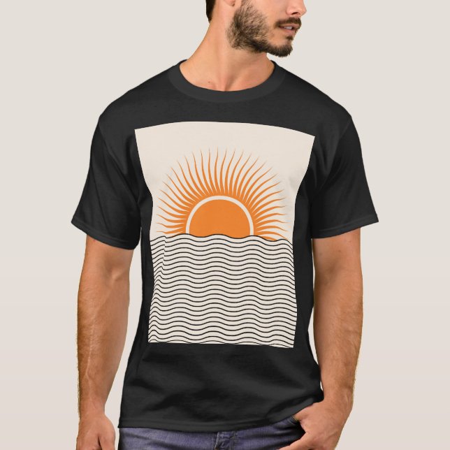 Camiseta Abstrato sunset: decor geométrico dos bohos. (Frente)