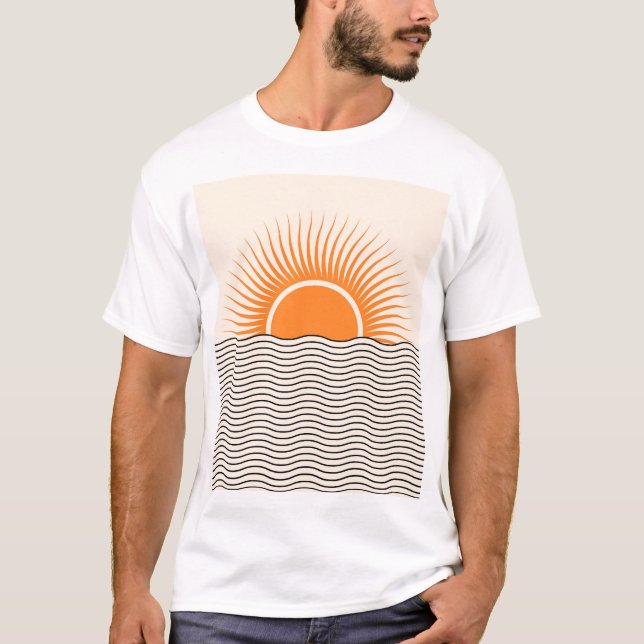 Camiseta Abstrato sunset: decor geométrico dos bohos. (Frente)