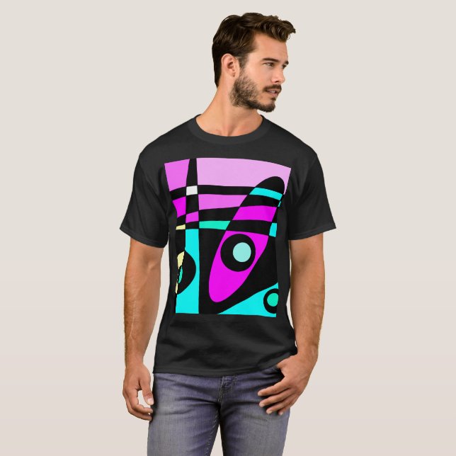 Camiseta Abstrato Surfing Turquoise Hot Pink Amarelo Amarel (Frente Completa)
