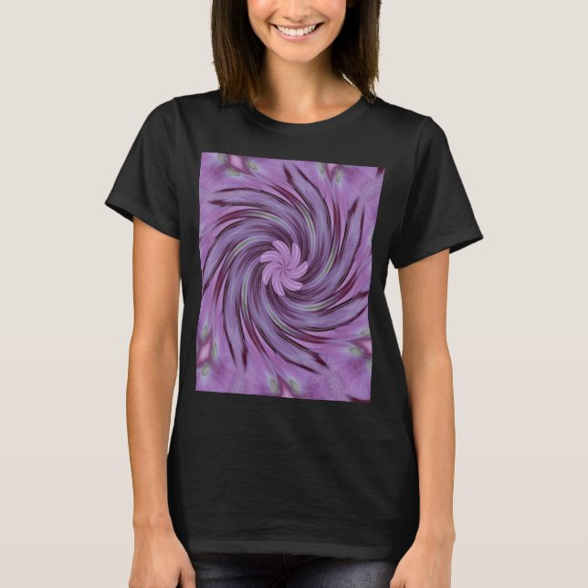 Camiseta Abstrato Swirl Pink Hydrangea Padrão Floral (Frente)