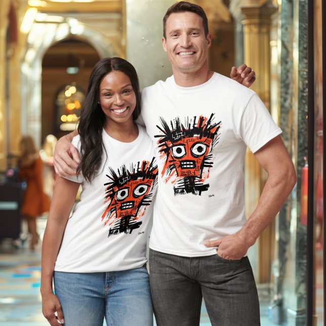 Camiseta Abstrato Tribal Face - Laranja Negrito e Urbano Ne (Criador carregado)