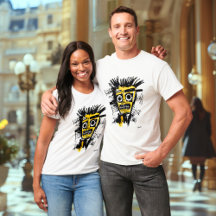 Abstrato Tribal Face - Preto Negrito e Amarelo Urb