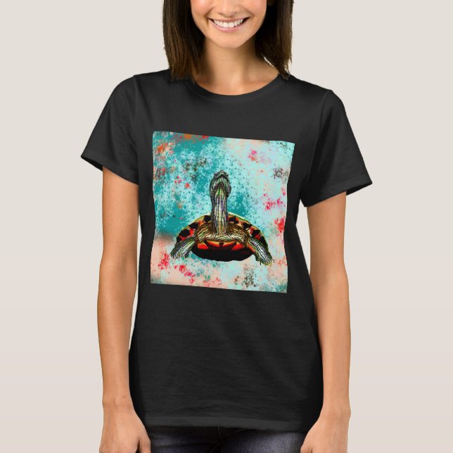 Camiseta Abstrato Turtle Trabalho de arte (Frente)