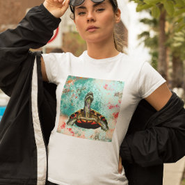 Camiseta Abstrato Turtle Trabalho de arte
