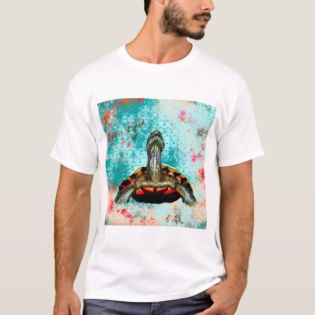 Camiseta Abstrato Turtle Trabalho de arte (Frente)