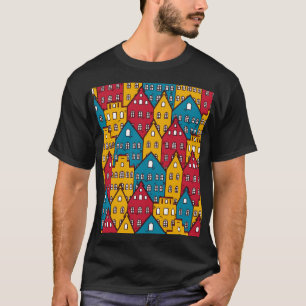 Camiseta Abstrato urbano: padrão de cidade de vintage