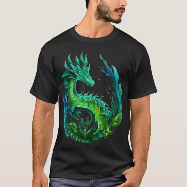 Camiseta Abstrato verde Dragon Nature Design (Frente)